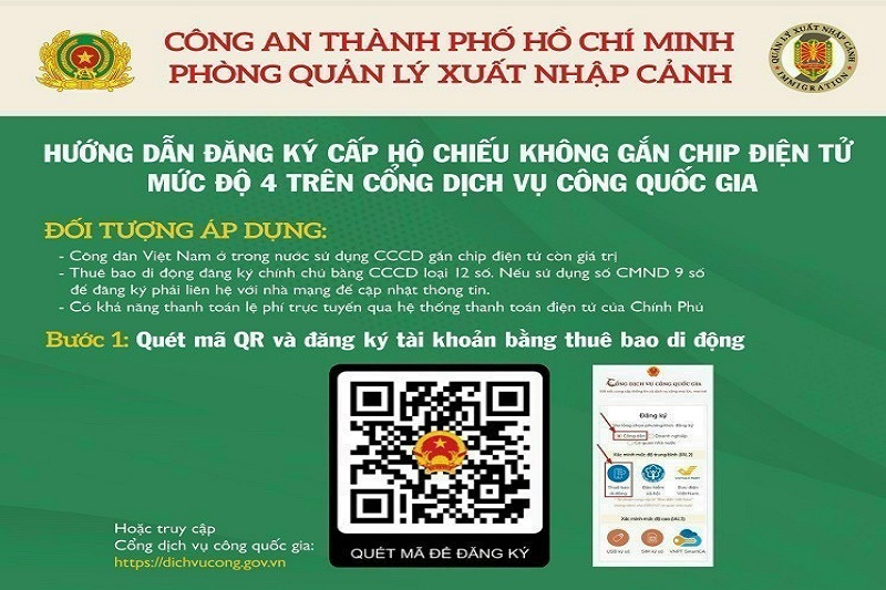 Cách đăng ký cấp hộ chiếu không gắn chíp điện tử trên Cổng dịch vụ công Quốc gia